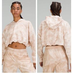 Lululemon Athletica Womens Cropped Long Sleeve Bubble Hem Hoodie Beige Size‎ 12